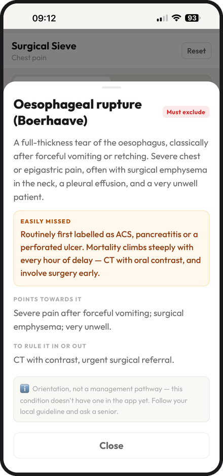 A background note on oesophageal rupture explaining what it is and why it gets missed